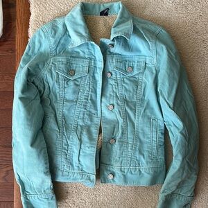 GAP Tiffany Blue Corduroy lined with fleece Vintage Crop Jacket